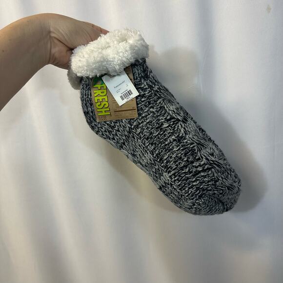 Francesca's Collection 99% Fresh Supper Socks Gray Fuzzy Coffee First NWT - Picture 1 of 4